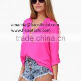 Customized New Fashion Cheap Long Sleeved Chiffon Blouse Women's Loose Casual Sexy Chiffon V-Neck Blouse Shirts thumbnail-3