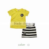 New Fashioned Boutique Candy Color Cotton Baby Girl Set Clothing Adorable Pleated Skirts Set