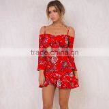 Front Tie Girls 2 Piece Crop Set Long Sleeve Floral Tops and Mini Skirts thumbnail-3