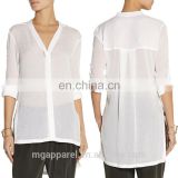 china latest smart casual blouse for woman ladies blouse top transparent white blouse 2015