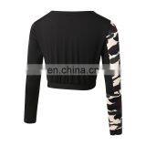 Hot Sexy Fashion Design Camo Print Quick Dry Long Sleeves Gym Wear T-shirt Women thumbnail-3