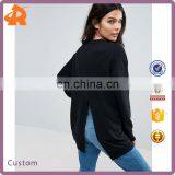 OEM Factory High Quality Cheap Price Crew Neck Sweatshirt Longline Split Back Sweatshirt thumbnail-1