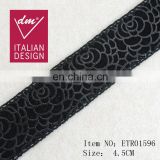 Top hot design fashion black velvet heat rose flower printing trim tape