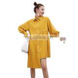 TWOTWINSTYLE Asymmetrical Lantern Long Sleeve Pleated Hem Dress Female thumbnail-1