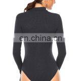 Wholesale Hot Selling Women's Long Sleeve Sexy Bottom Sweater Zip Stand Collar Slim Knit Jumpsuit Bottoming Sweater thumbnail-2