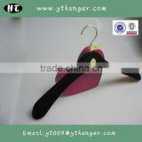 HA6986 Black Barande Hanger With Gold Logo Velvet Flocking Coat Hanger Supplier's Choice thumbnail-2