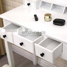 Wholesale Modern White Wooden Cupboard Dressing Table With Mirror And Stool For Bedroom thumbnail-4