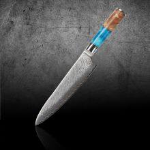 8 Inch Chef Knife With Blue Resin Wood Handle Japanese VG10 Damascus Steel Cutting Fishing Meat Kitchen Knives thumbnail-5