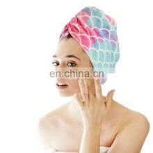 Top Rated Wholesale Mermaid Print Bath Fast Custom Long Turban Quick Dry Hair Drying Towel thumbnail-3