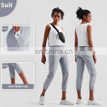 High Quality OEM Women Casual Joggers Pants Large Side Pocket Breathable Sweatpants thumbnail-3