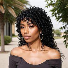 14 16 Inch Preplucked Brazilian Remy Human Hair Wolf Cut Full Mechanism Curly Short Bob Wig With Bangs Wigs For Balck Women thumbnail-2