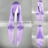 High Quality 100cm Long Straight Gin Tama-Sarutobi Ayame Light Purple Synthetic Anime Wig Cosplay Hair Wig Party Wig thumbnail-2