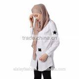 Women Summer White Shirt Muslim Long Shirts Turkish Islamic Arab Kaftan Muslim Shirt High Quality B043 thumbnail-5