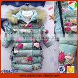 High quality new design floral winter down coat for kids wear winter jacket wholesale warm winter baby clothes (ulik-J005)