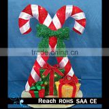 christmas decoration supplies crutch and Linen giftbox with lights indoor wall hanging decoration