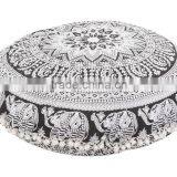 Round Elephant Mandala Floor Pillow Cover Decorative Throw Pillow Case Indian Roundie Large thumbnail-1