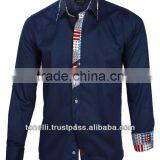 Mens Stylish Navy Blue Satin Casual Shirts