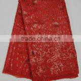 Red Wedding Dress Making Lace Lastest Style Korea Silk Lace Fabric New Sample With Sequins thumbnail-3