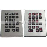 21 keys Transparent vandal proof waterproof IP65 backlit (dynamic) industrial & military keypad
