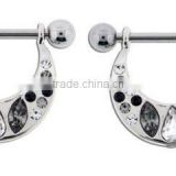 Clear Jeweled Nipple Ring Nipple Piercing Bars Jewelry