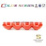 Ceramic Red Lacquer Bowl Flat Bottom Round Bowl 4 Compartment Bowl