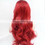 Dark Black to Burgundy Wavy Synthetic Lace Front Wig Glueless Ombre Celebrity Front Lace Wig Blonde thumbnail-2
