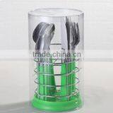 16PCS Plastic Handle Cutlery Set With Plasitc Holder
