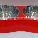 Stainless Steel Melamine Pet Bowl Dog Food and Water Bowl Red