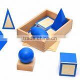 Wooden Educational Baby Toy Montessori Geometric Solids With Stands Bases and Box thumbnail-1
