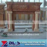 Red Marble Fireplace Insert, Art Craft Stone Fireplace thumbnail-1