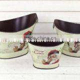 Santa Clause Face Decorative Metal Tub for Christmas Garden Decoration thumbnail-1