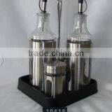 4 Pieces Mat Shinning Stainless Steel Coated Glass Spice Jar With Cork With Plastic Stand thumbnail-1