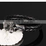 Men's Leather Bracelets 316L Stainless Steel Jewelry Genuine Leather Bracelet thumbnail-4