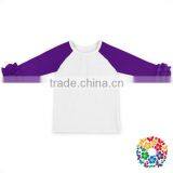Kids Girls White T Shirts Blank Cotton Tops Long Sleeve Icing Raglan Shirts thumbnail-2
