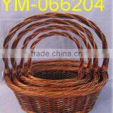 Brown Shinning Large Oval Shaped Wicker Basket thumbnail-1