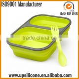2-compartment Food Container with Lid Silicone Collapsible Lunch Box with Lid Dishwasher safe Bento Lunch Box Container
