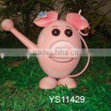 15 Inch High Cute Pig Metal Garden Artwork Watering Can thumbnail-1