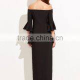 Women off Shoulder Ruffle Sleeve Maxi Dress Latest Western Dress Patterns for Girls thumbnail-2