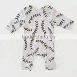 Custom Leaf Print Romper One Pieces Cute Suit for Newborn Gift thumbnail-3