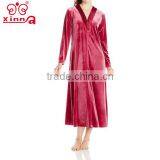 V Neck Velour Long Casual Lady Pijama thumbnail-3
