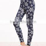 Navy Snowflake Print Leggings Polyester Spandex Outwear Sublimation Print Skinny Gym Jogger Customized Long Pants thumbnail-3