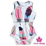 2LLY-098 Lovebaby Wholesale Beautiful Leaf Sleeveless Pom Pom Romper With Headband for Easter thumbnail-2