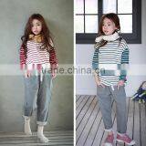 S17603A Autumn Girls Striped T-shirt Children's Long Sleeve Tshirt thumbnail-4