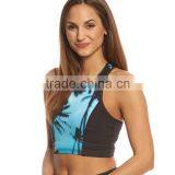 2017 Ladies Custom Design Sublimation Printed Private Label Crop Top Cutout Yoga Sports Bra Wholesale thumbnail-2