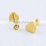 Stainless Steel Gold Geometry Earring Stud Different Shape Flower Star Heart Butterfly and Clover thumbnail-2