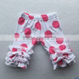 Hot sale children's autumn trousers kids red polka dot cotton leggings baby girls ruffle icing capri pants