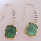 Gold Plated 925 Silver Prasiolite Noblesse Earrings(E-045)