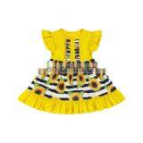 Light Purple Flutter Sleeve Girl Dress Stripe and Flower Pattern Short Sleeve Beautiful Dresses For Baby Girl thumbnail-5