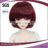 Short Cheap Cute Bob Cut Burgundy Doll Wig thumbnail-1