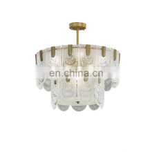 European Copper Crystal Golden Hanging Pendant Light luxury Hotel Chandelier LED Decor Lamp